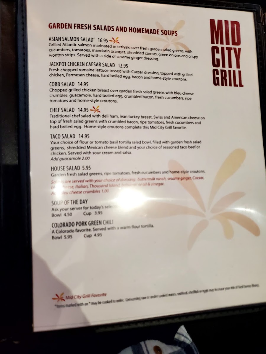 Mid City Grill menu board