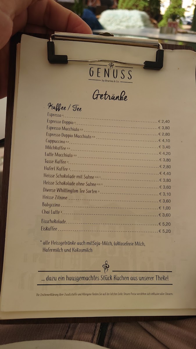 Genuss by Branka & Co menu board