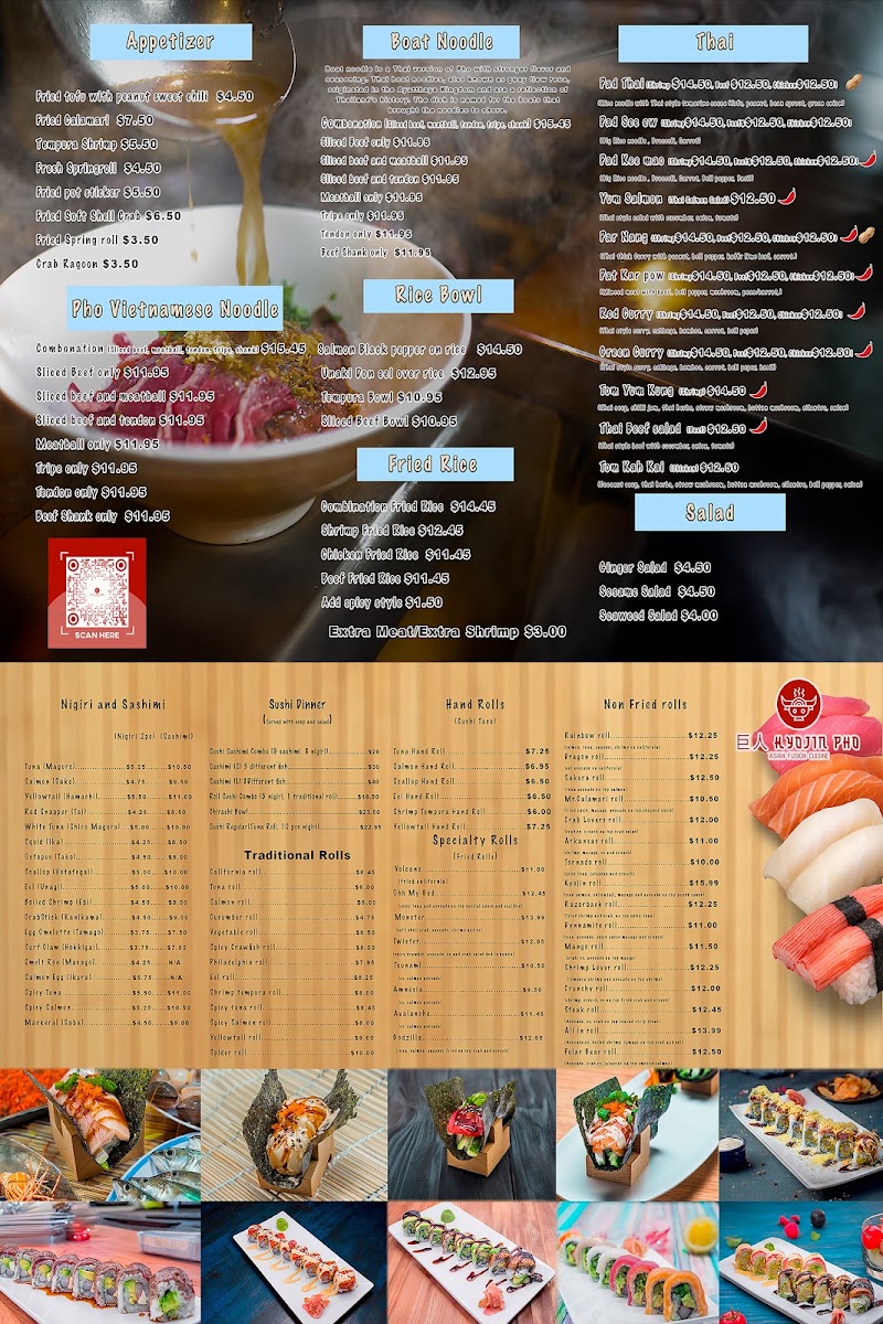 Kyojin Pho Conway menu board