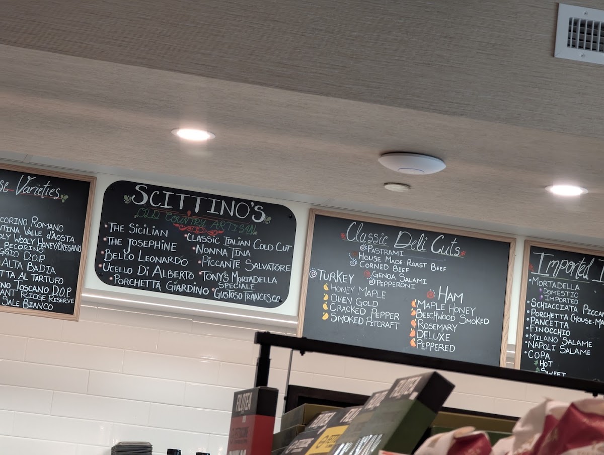 Scittino’s Italian Marketplace menu board