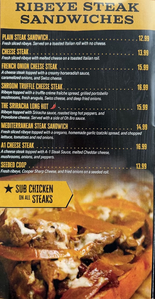 Oh Brother Philly menu board