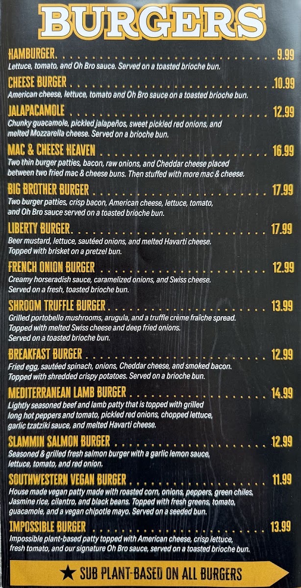 Oh Brother Philly menu board