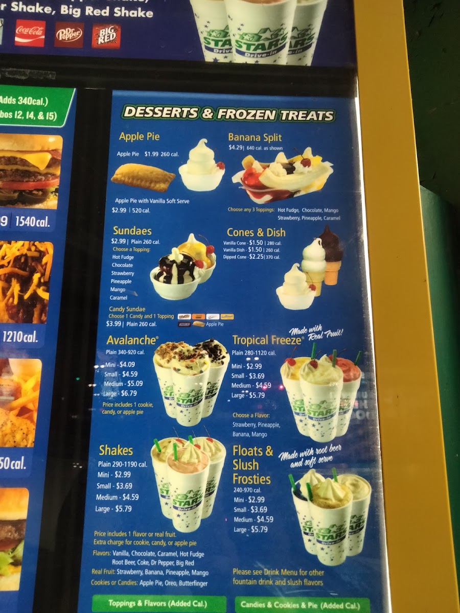 Stars Drive-in menu board