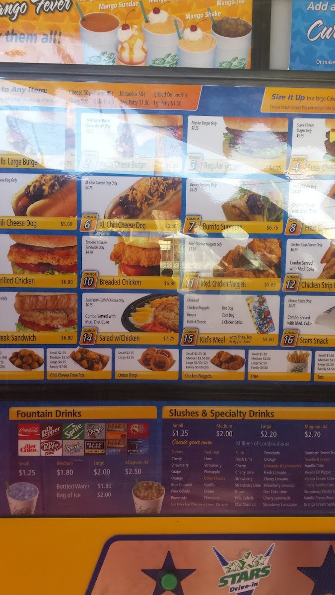Stars Drive-in menu board