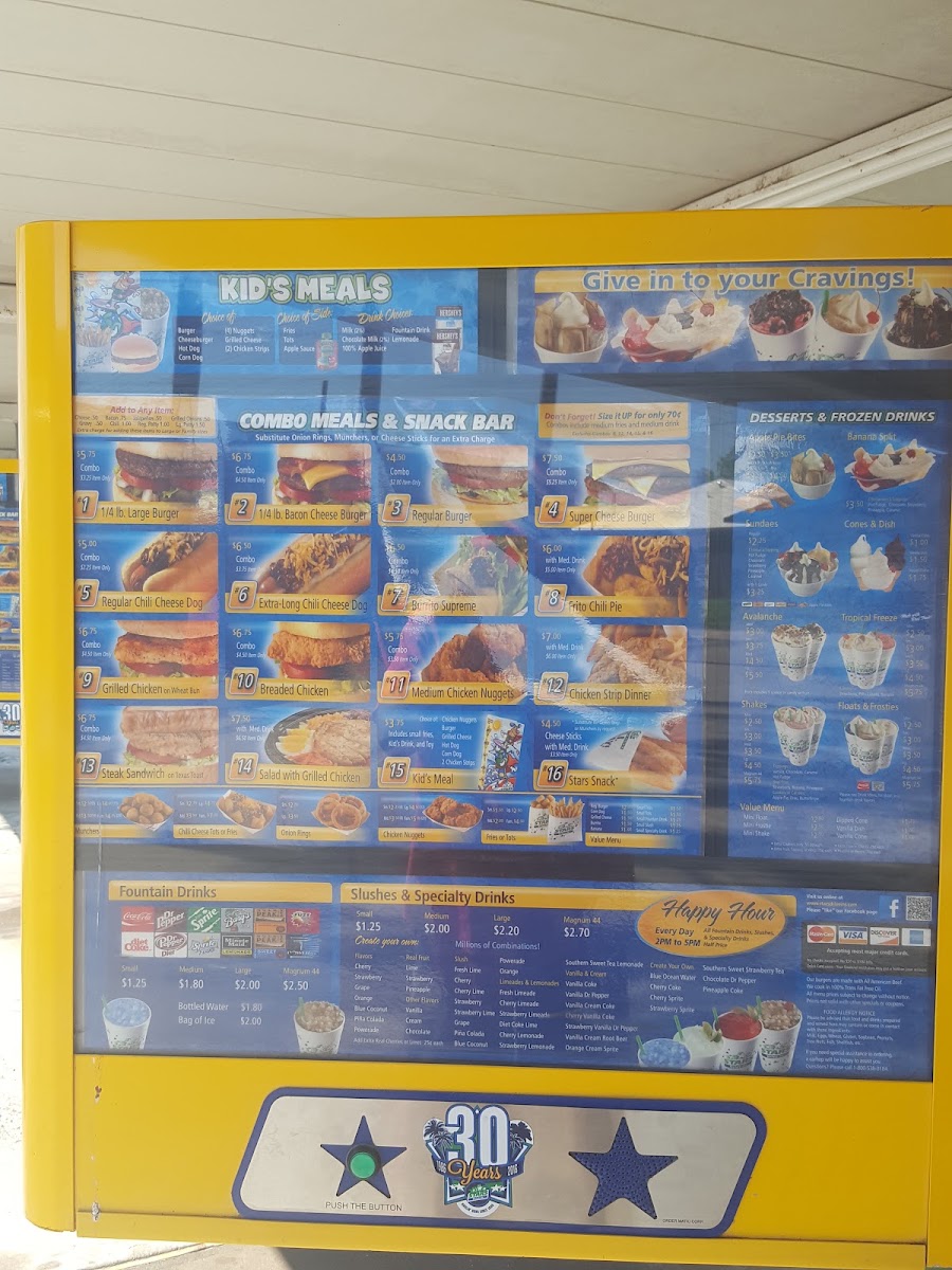 Stars Drive-in menu board