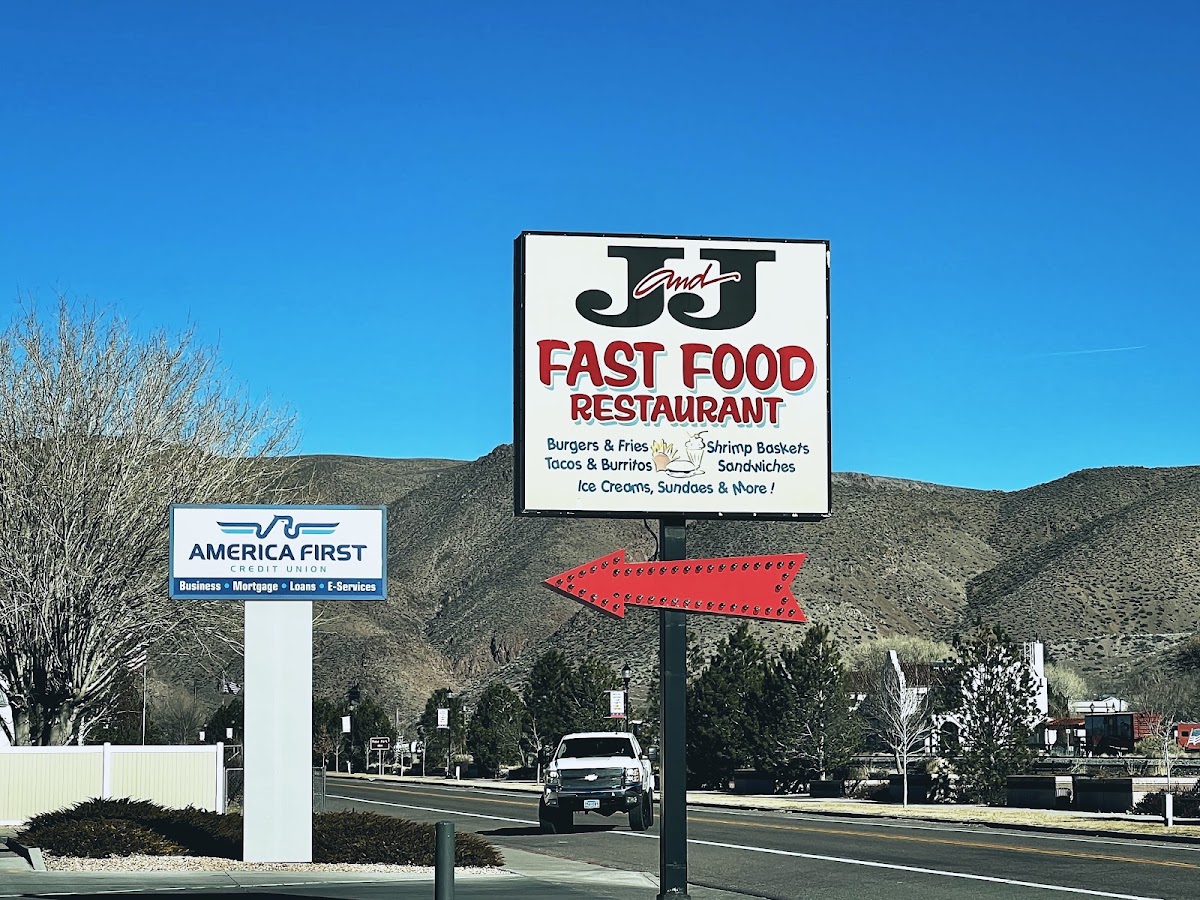 J & J Fast Food Restaurant menu board