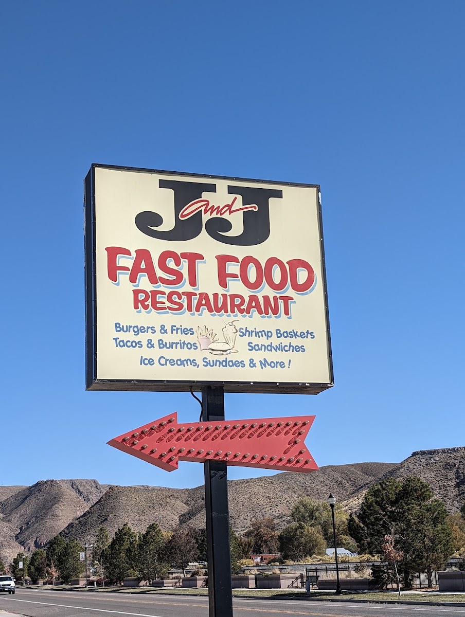 J & J Fast Food Restaurant menu board