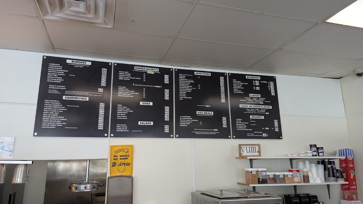 J & J Fast Food Restaurant menu board