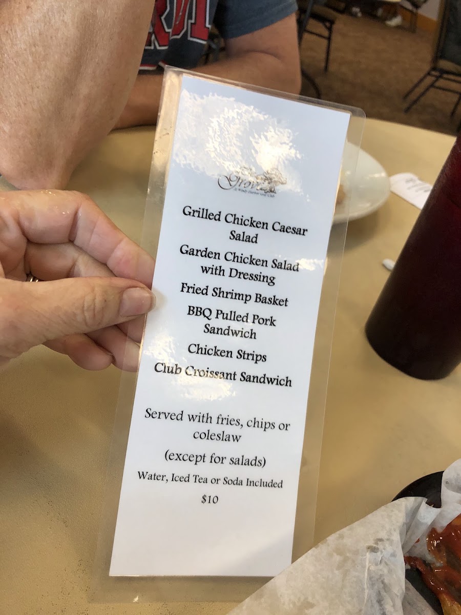 Bogey's 19th Hole Restaurant and Bar menu board