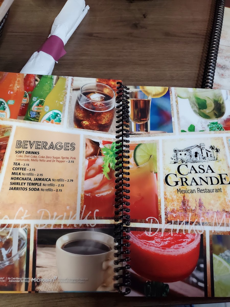 Casa Grande in Fairfield Glade menu board