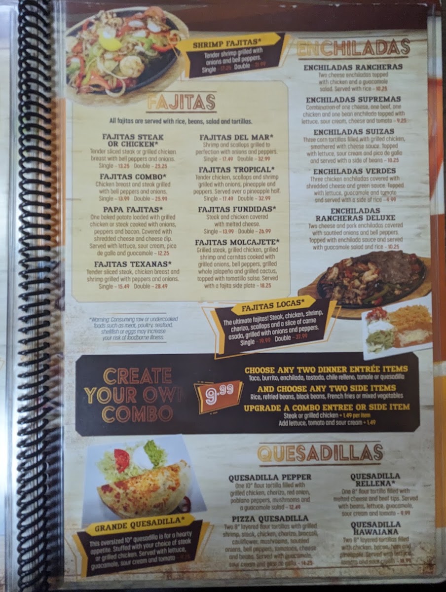 Casa Grande in Fairfield Glade menu board