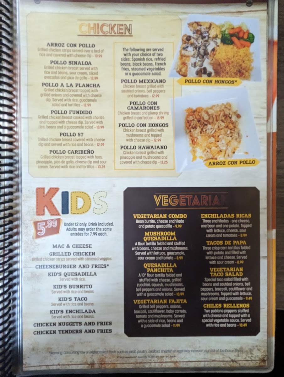 Casa Grande in Fairfield Glade menu board