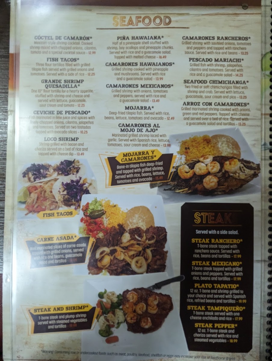 Casa Grande in Fairfield Glade menu board