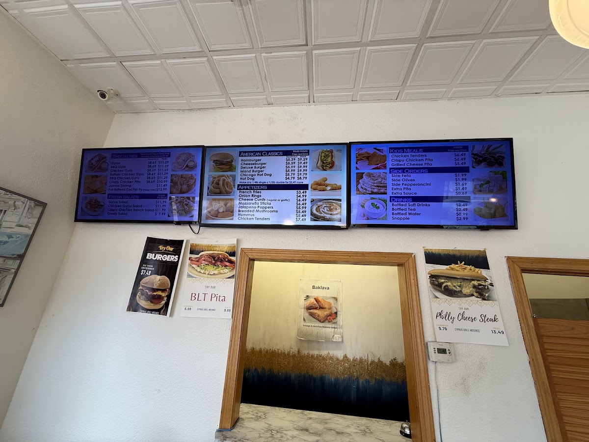Cyprus Grill menu board