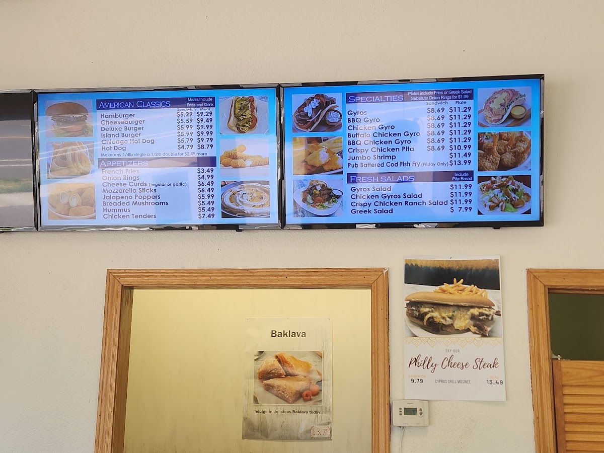 Cyprus Grill menu board