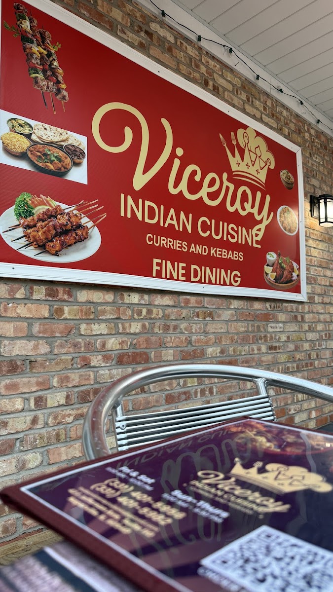 Viceroy Indian Cuisine menu board