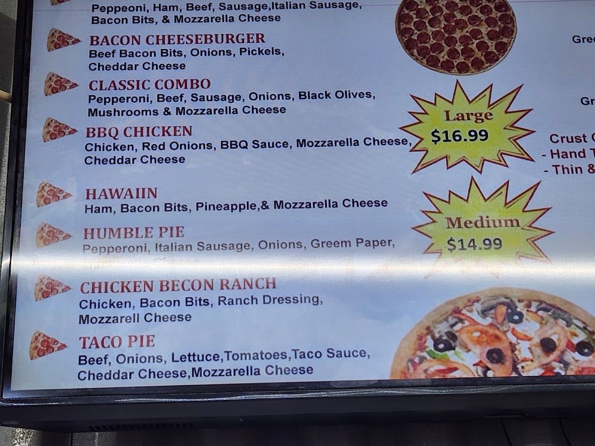 ANNIE’S PIZZA menu board