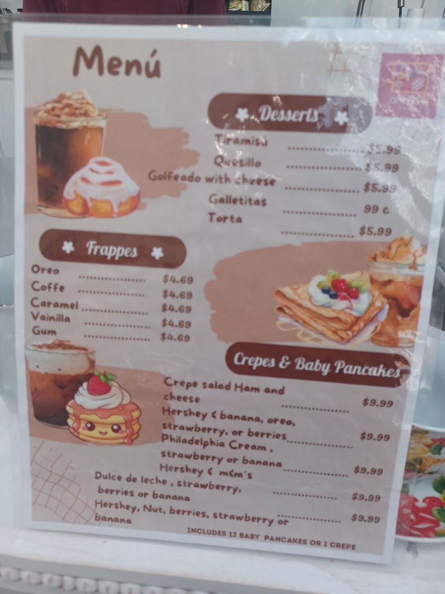 Arepasmania menu board