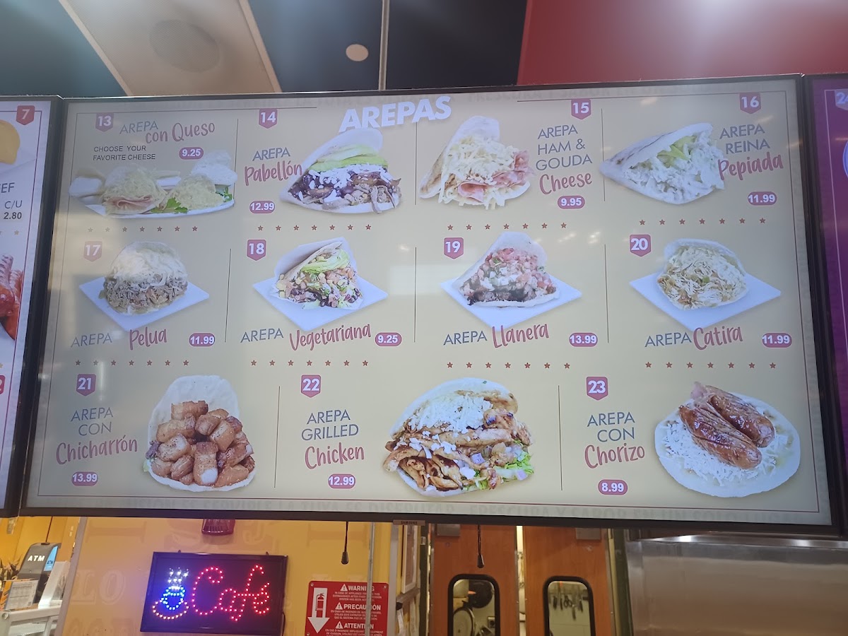 Arepasmania menu board
