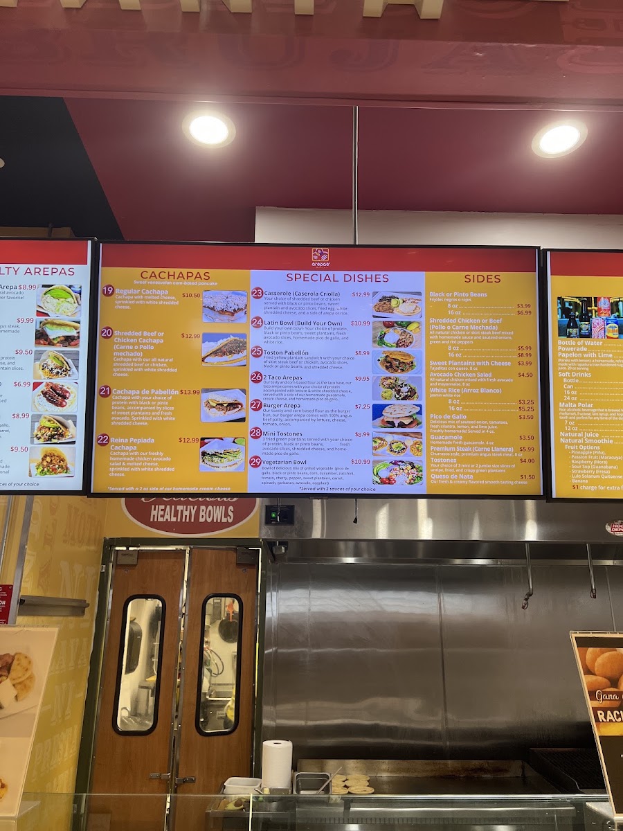 Arepasmania menu board