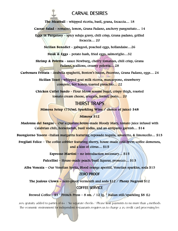 Pulcinella! menu board