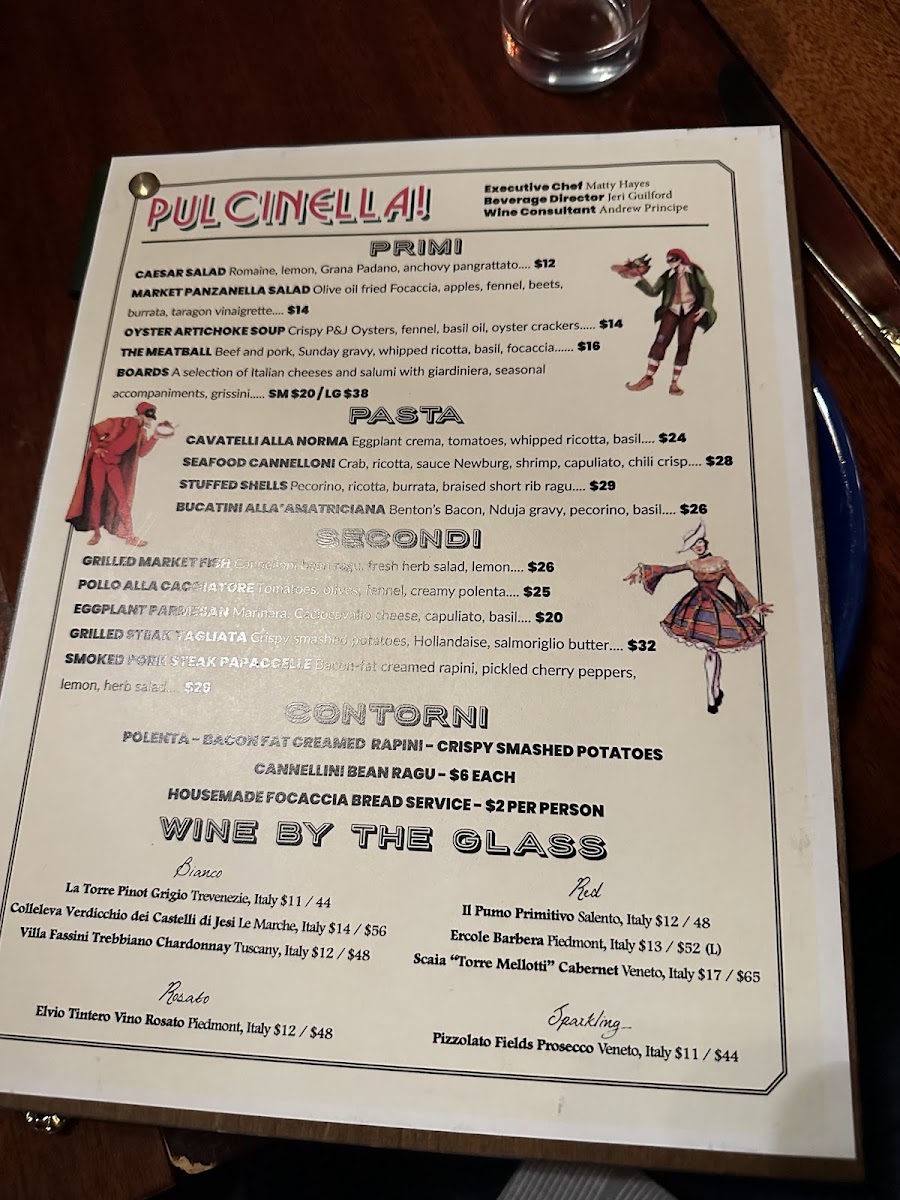 Pulcinella! menu board