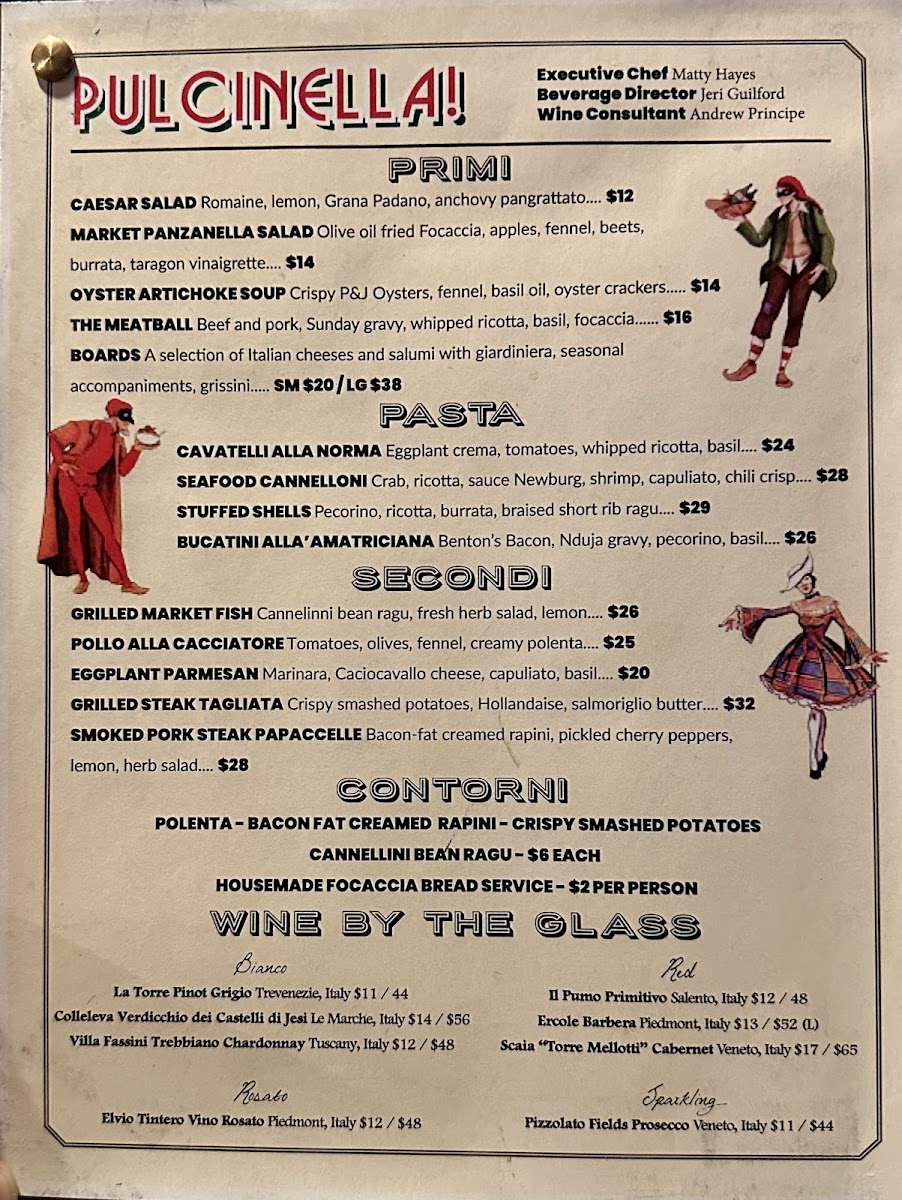 Pulcinella! menu board