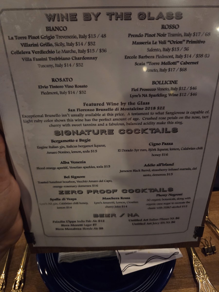 Pulcinella! menu board