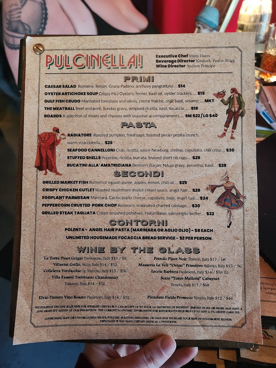 Pulcinella! menu board