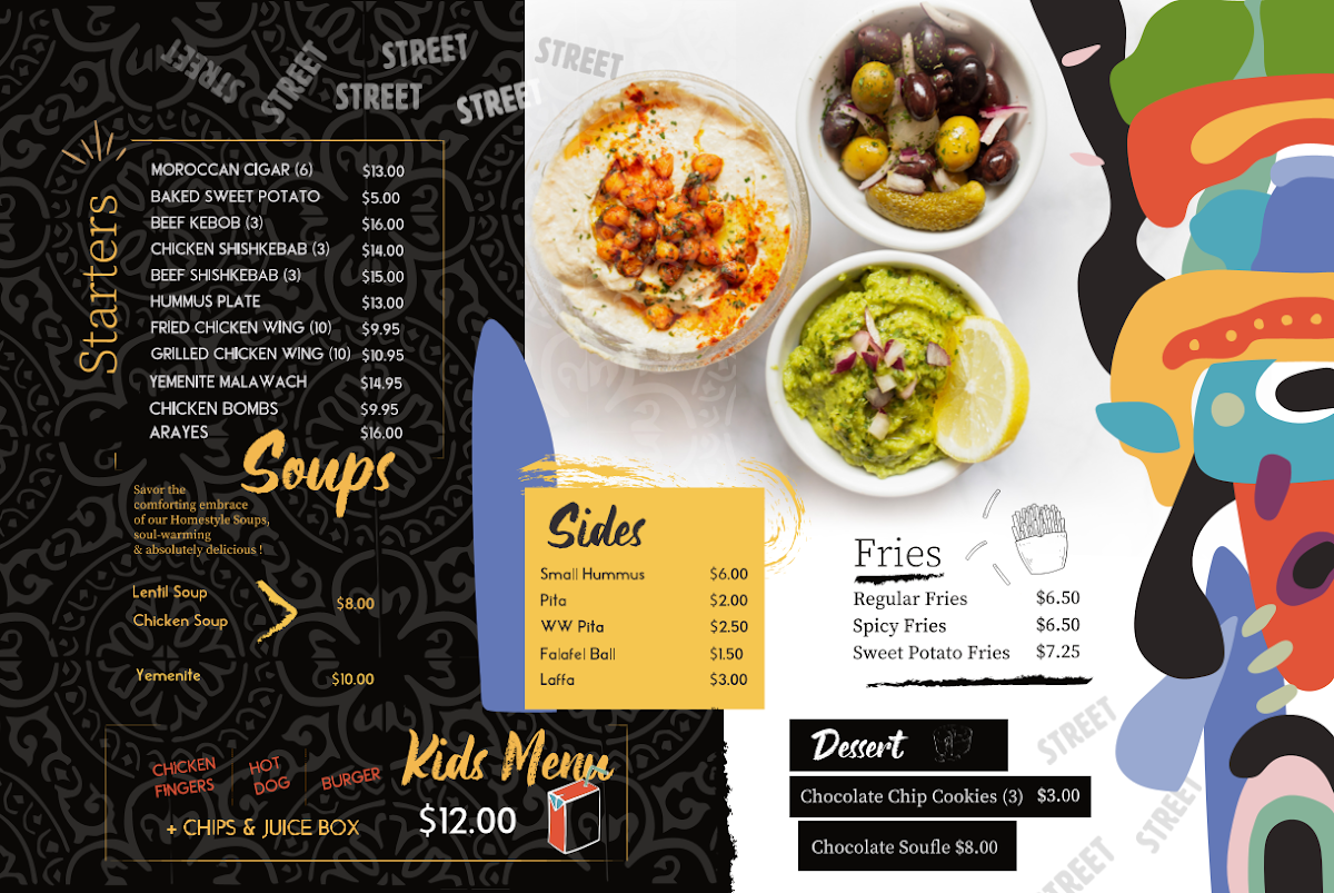 Shwarma Street menu board