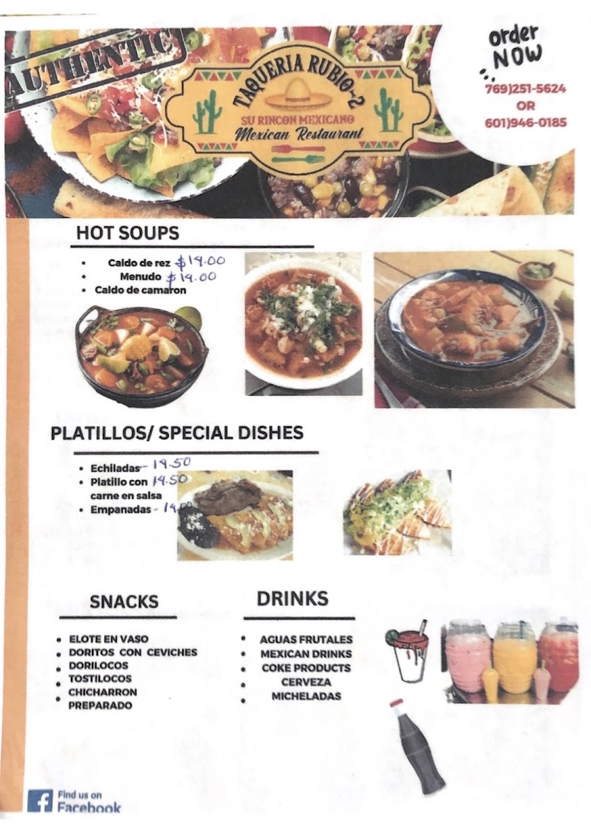 Taquería Rubio 2 menu board