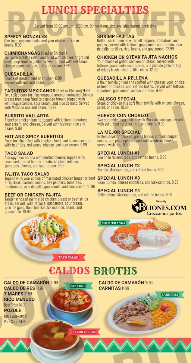Margarita Mexican Grill And Bar menu board