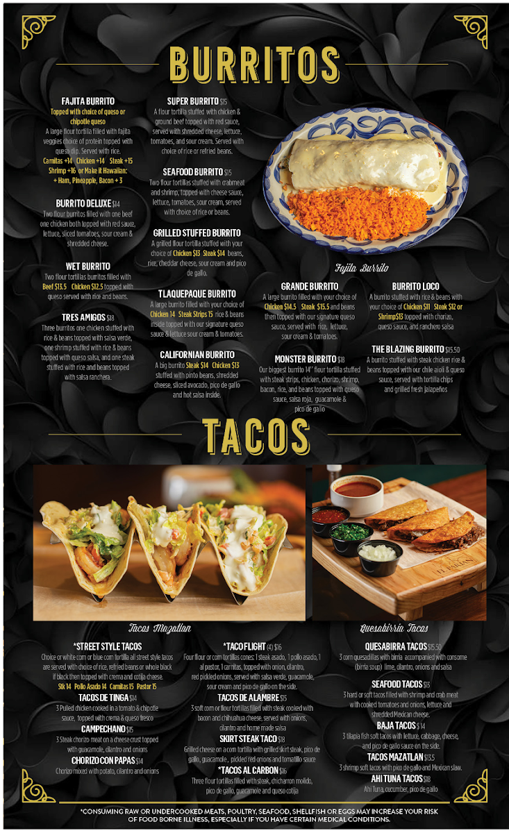 El Rey New Albany menu board