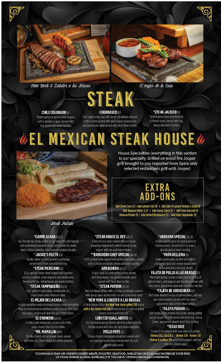El Rey New Albany menu board