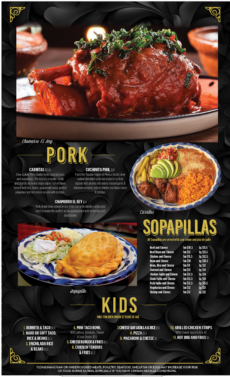 El Rey New Albany menu board