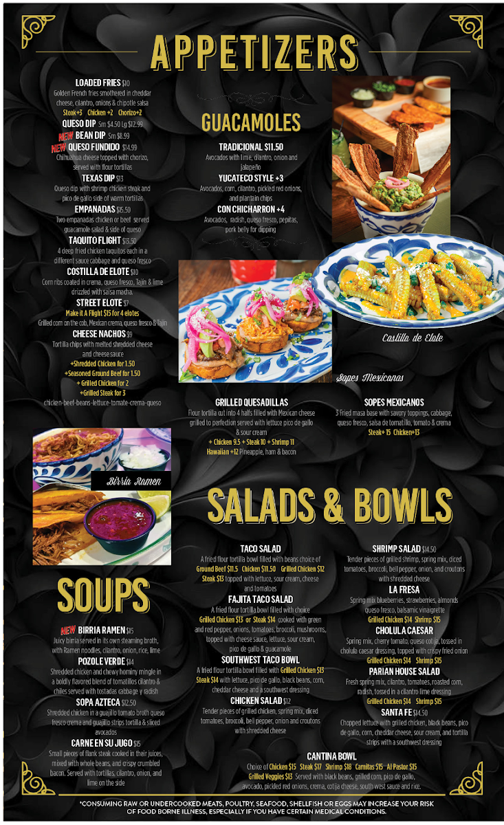 El Rey New Albany menu board