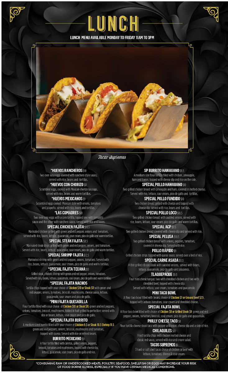El Rey New Albany menu board