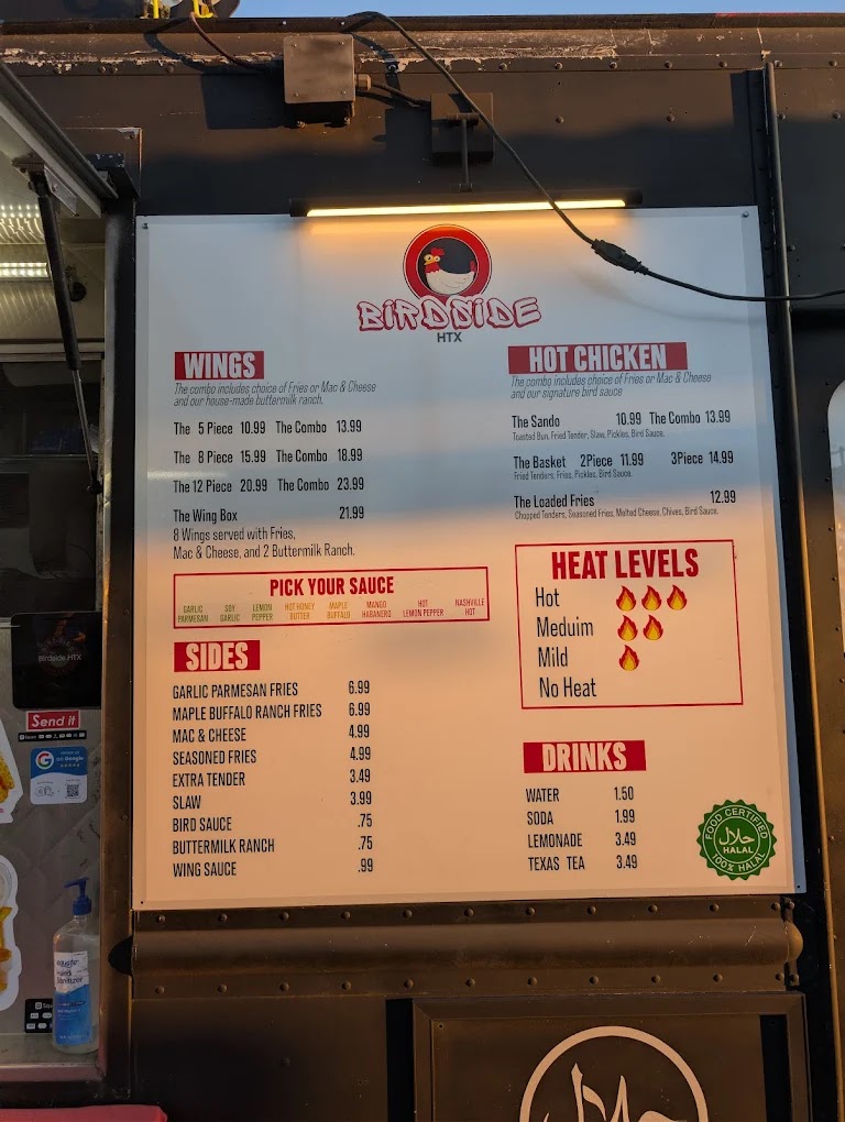 Birdside HTX menu board