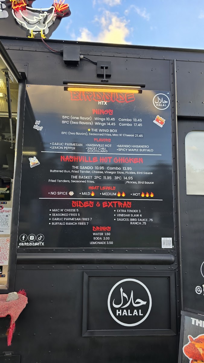 Birdside HTX menu board