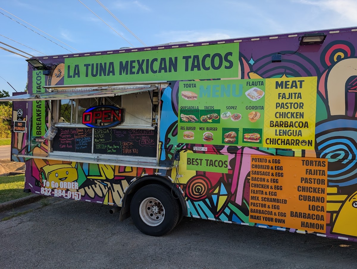 La Tuna Mexican taqueria menu board