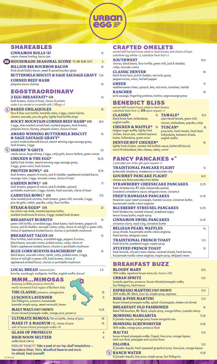 Urban Egg menu board