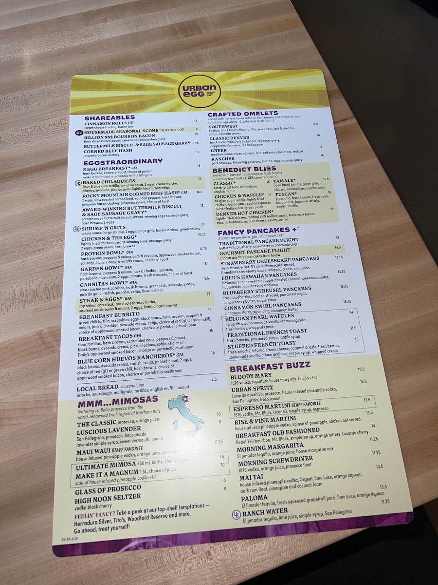 Urban Egg menu board