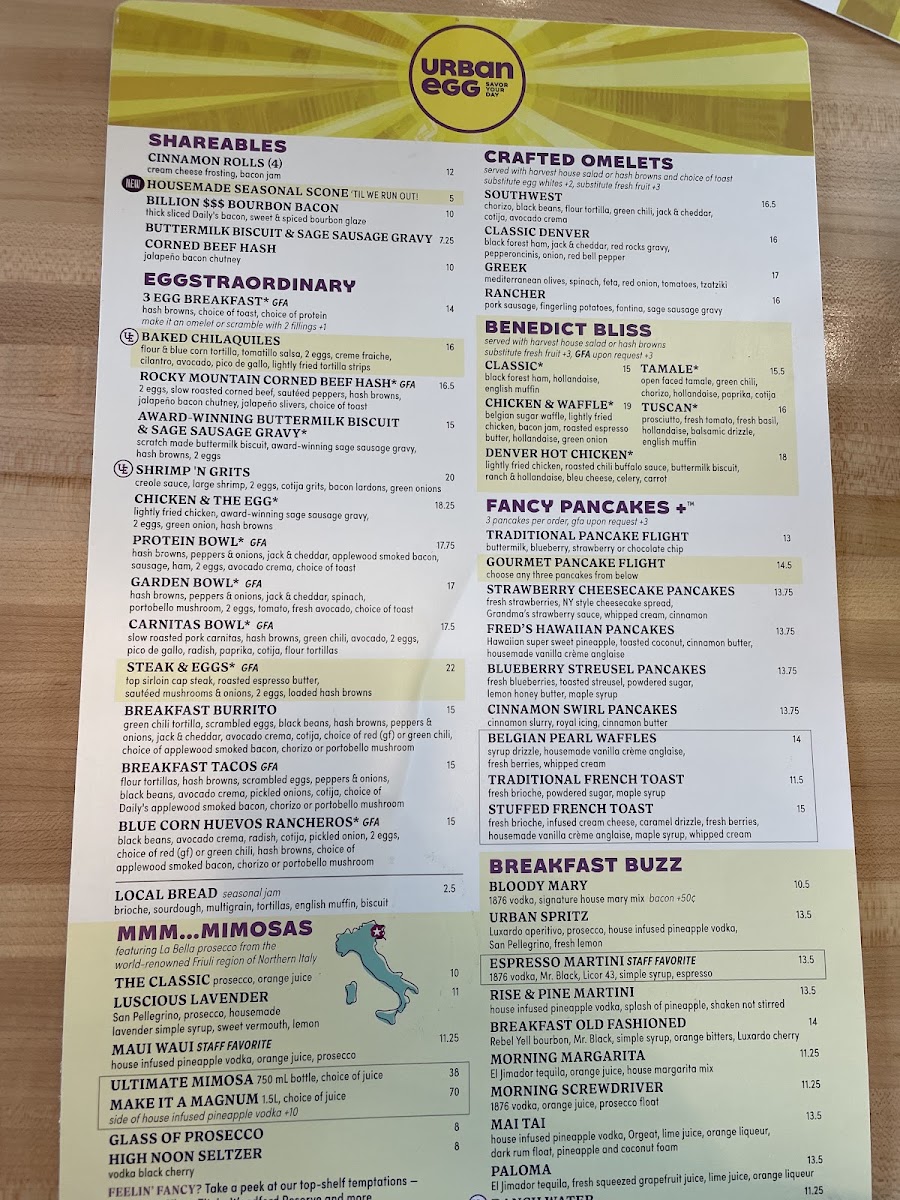 Urban Egg menu board