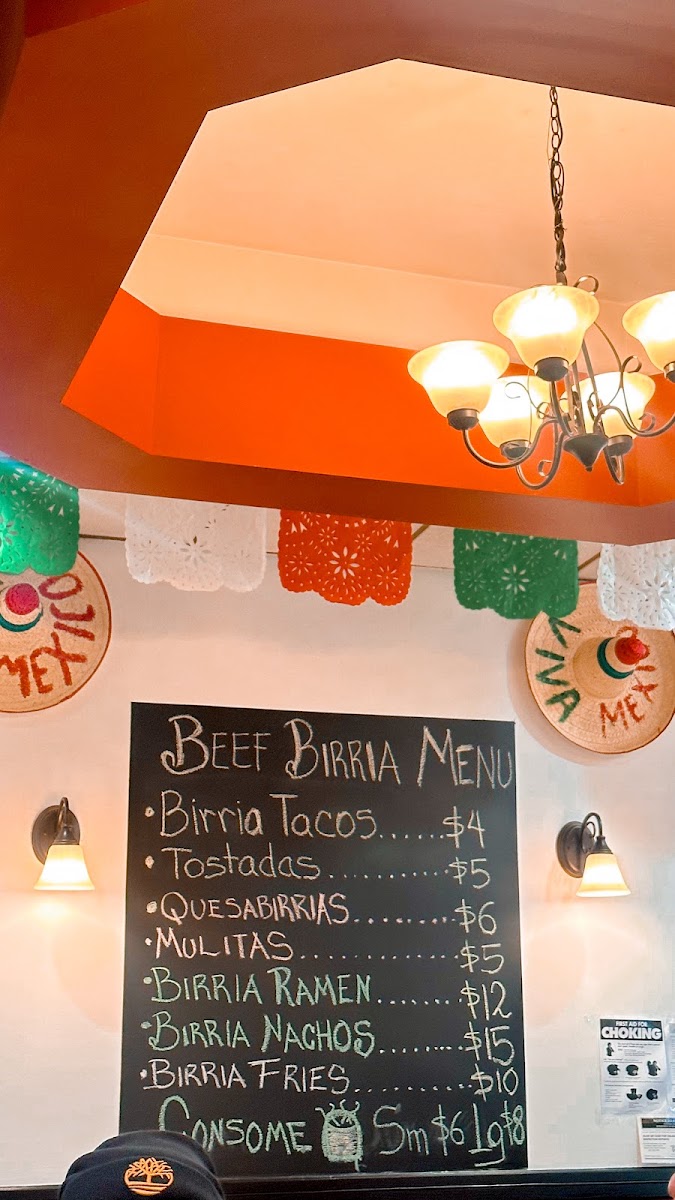 Tacos El Gordo menu board