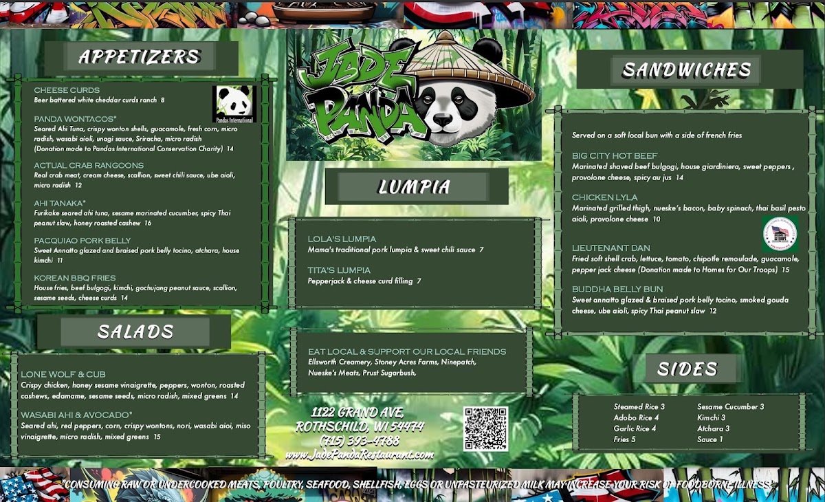 Jade Panda | Filipino Fusion menu board