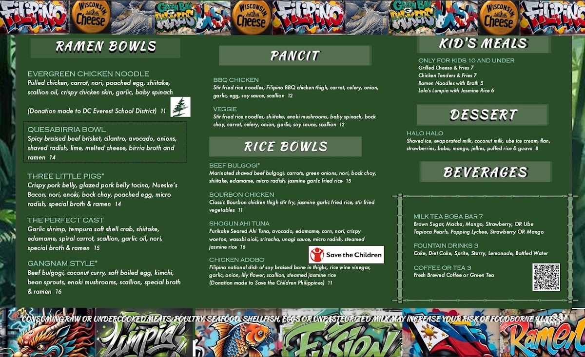 Jade Panda | Filipino Fusion menu board