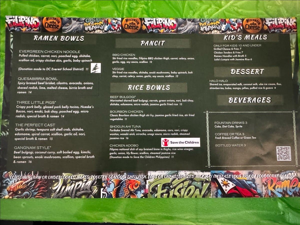 Jade Panda | Filipino Fusion menu board