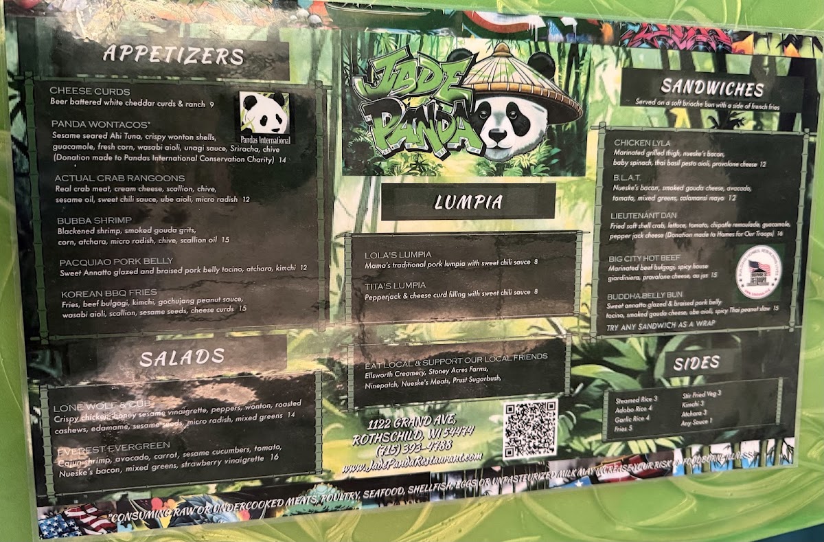 Jade Panda | Filipino Fusion menu board