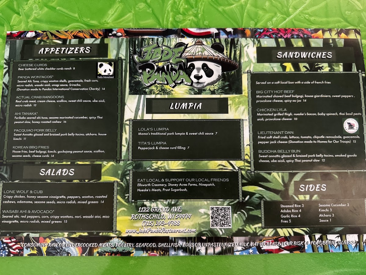 Jade Panda | Filipino Fusion menu board