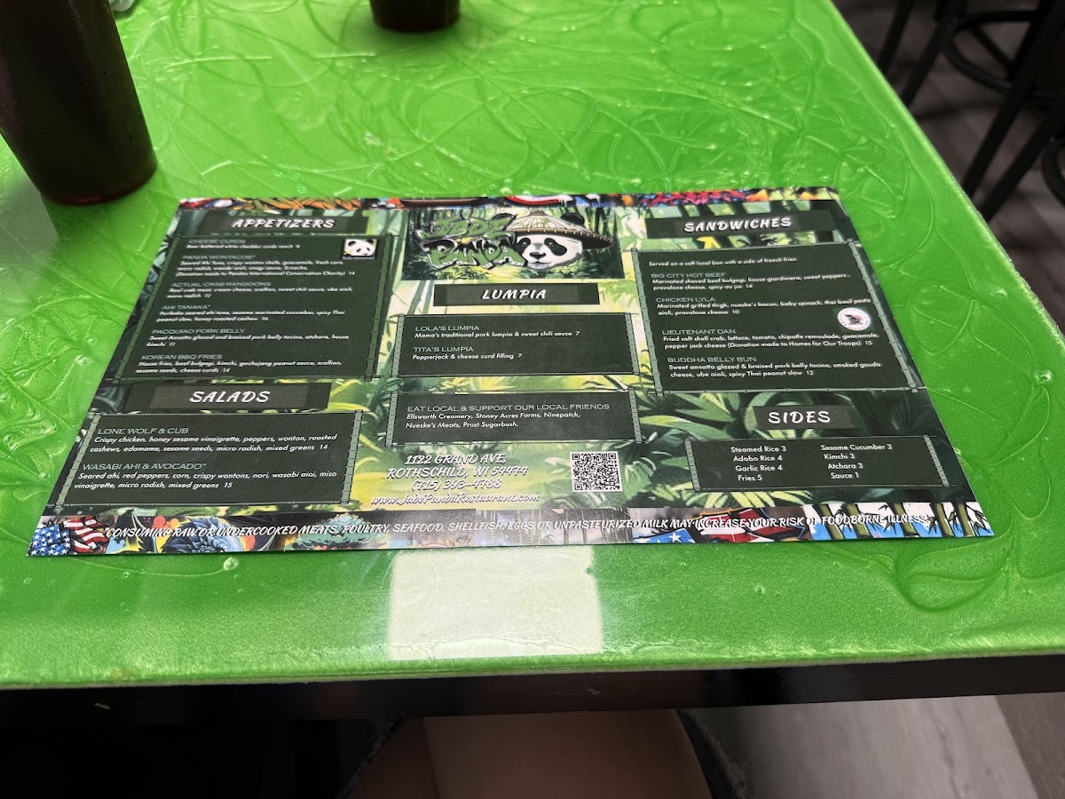 Jade Panda | Filipino Fusion menu board